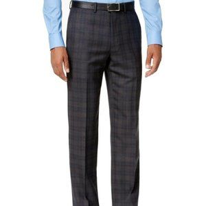 STYLISH GRAY MODERN PLAID WOOL MEN'S DRESS PANTS SIZE:  30 X 32